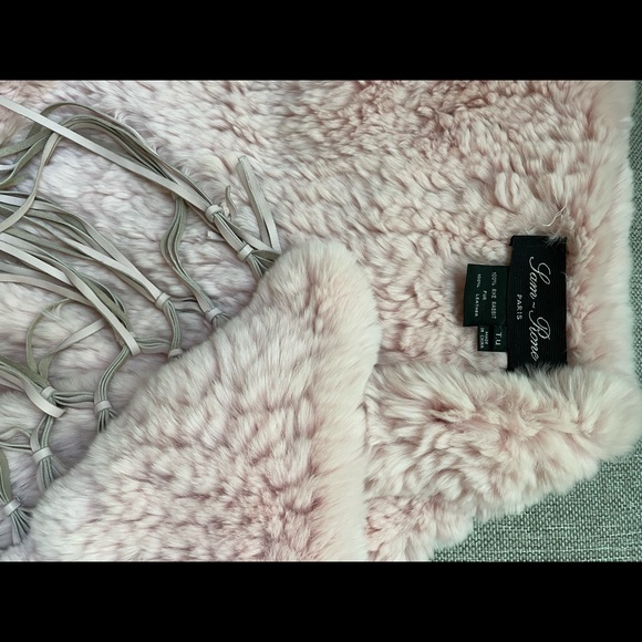 BOHO Fur poncho with leather fringes - Picture 6 of 8